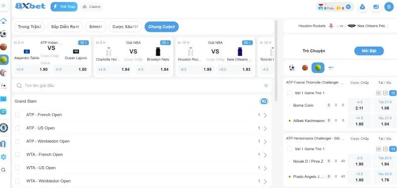 Giới thiệu về game quần vợt 8xbet