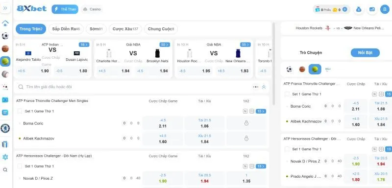 Hướng dẫn chơi game quần vợt 8xbet